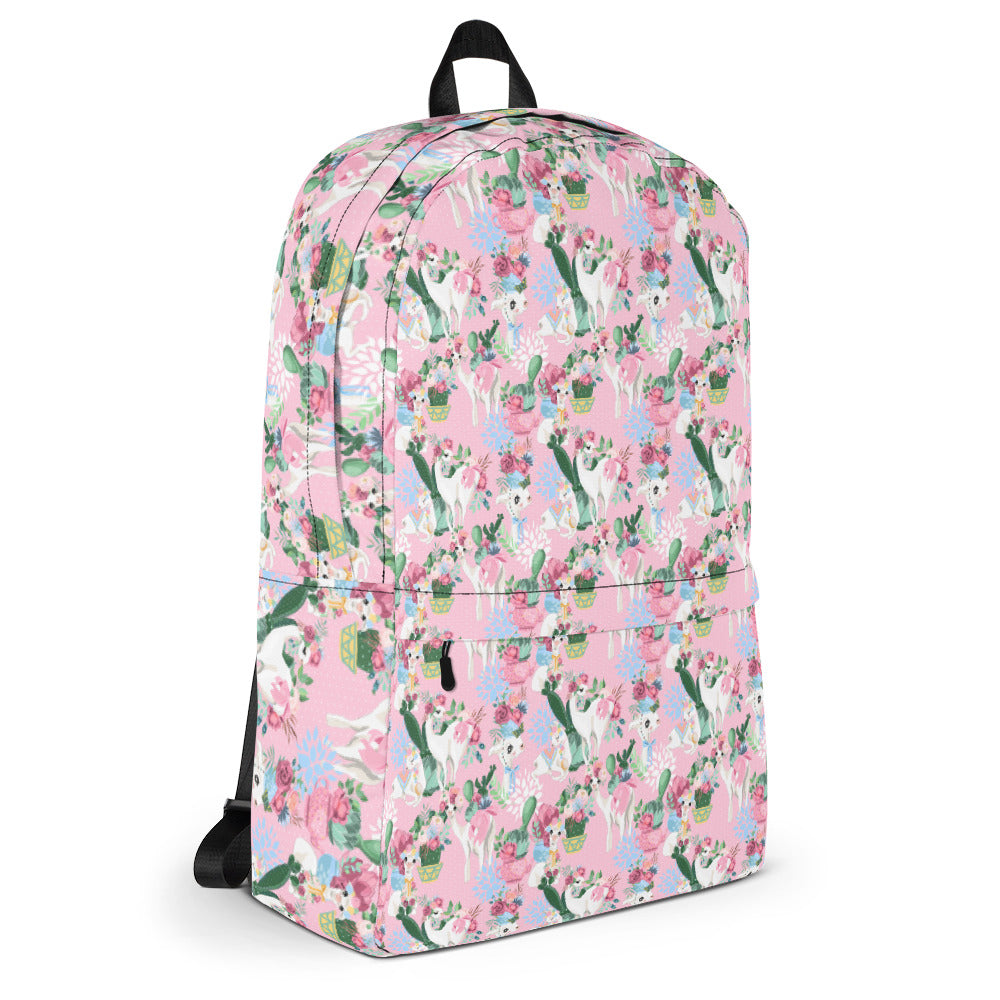 Adorable Llama Pattern in Pink Backpack-backpack-PureDesignTees