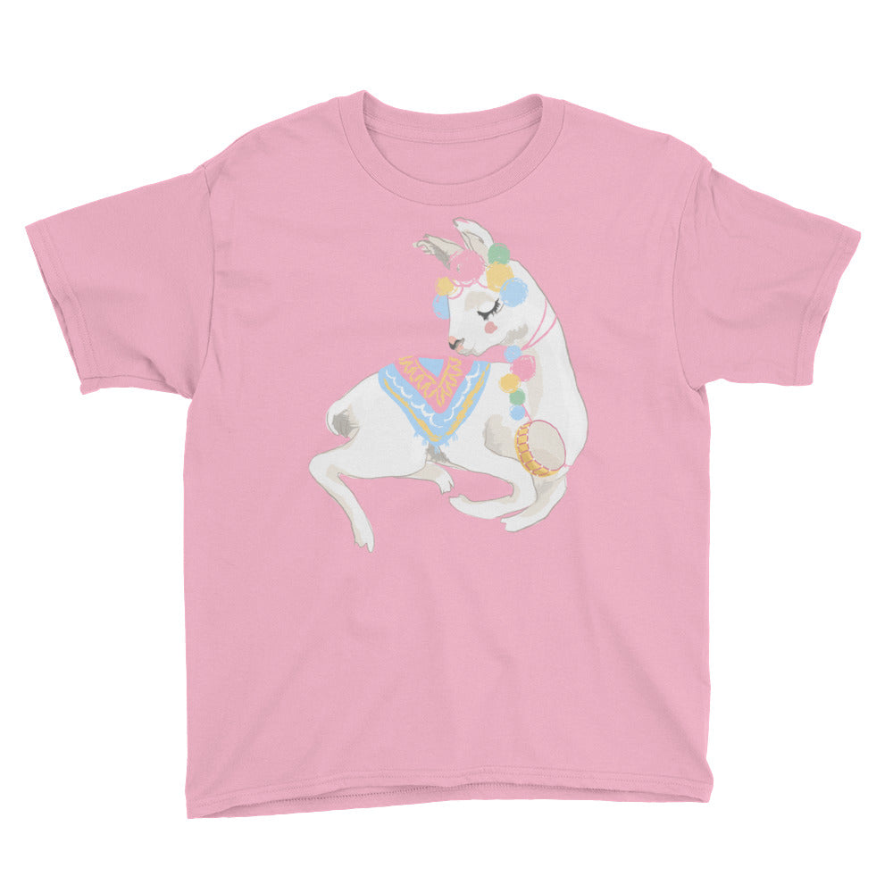 Adorable Decorated Llama Youth Short Sleeve T-Shirt-PureDesignTees