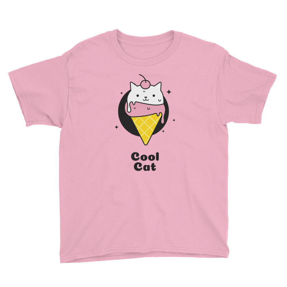 Cool Cat Youth Short Sleeve T-Shirt-youth t-shirt-PureDesignTees