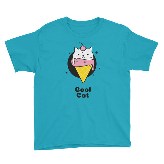 Cool Cat Youth Short Sleeve T-Shirt-youth t-shirt-PureDesignTees