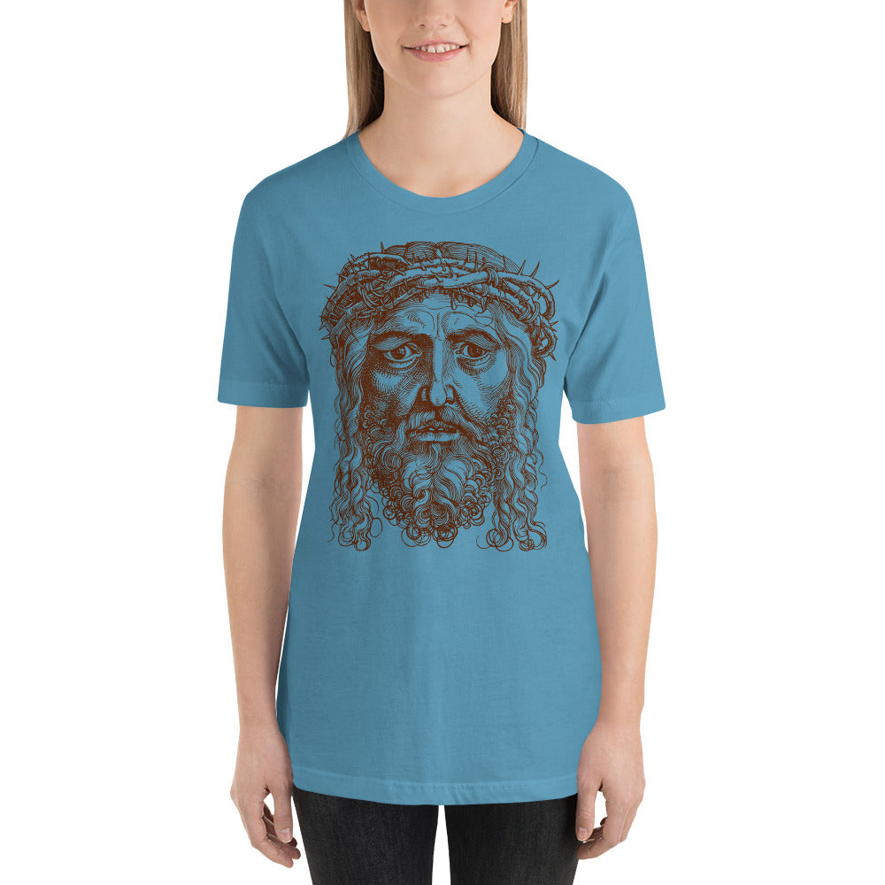 Jesus Portrait with Crown of Thorns Short-Sleeve Unisex T-Shirt-T-Shirt-PureDesignTees
