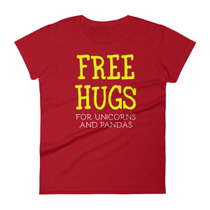 Free Hugs For Unicorns and Pandas Women's short sleeve t-shirt-t-shirt-PureDesignTees