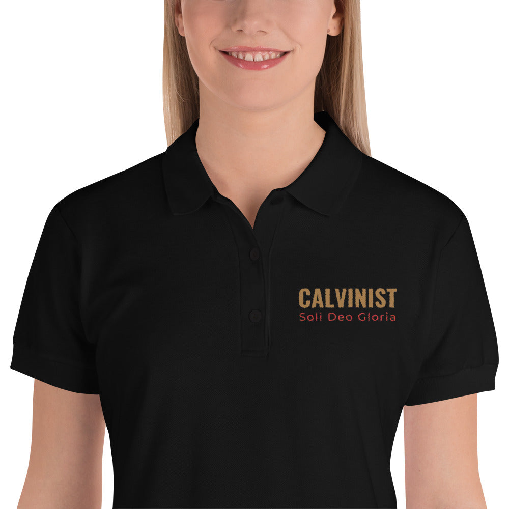 Calvinist Soli Deo Gloria Embroidered Women's Polo Shirt-PureDesignTees