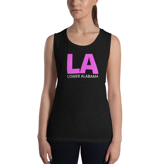 LA Lower Alabama Ladies’ Muscle Tank-Tank Top-PureDesignTees