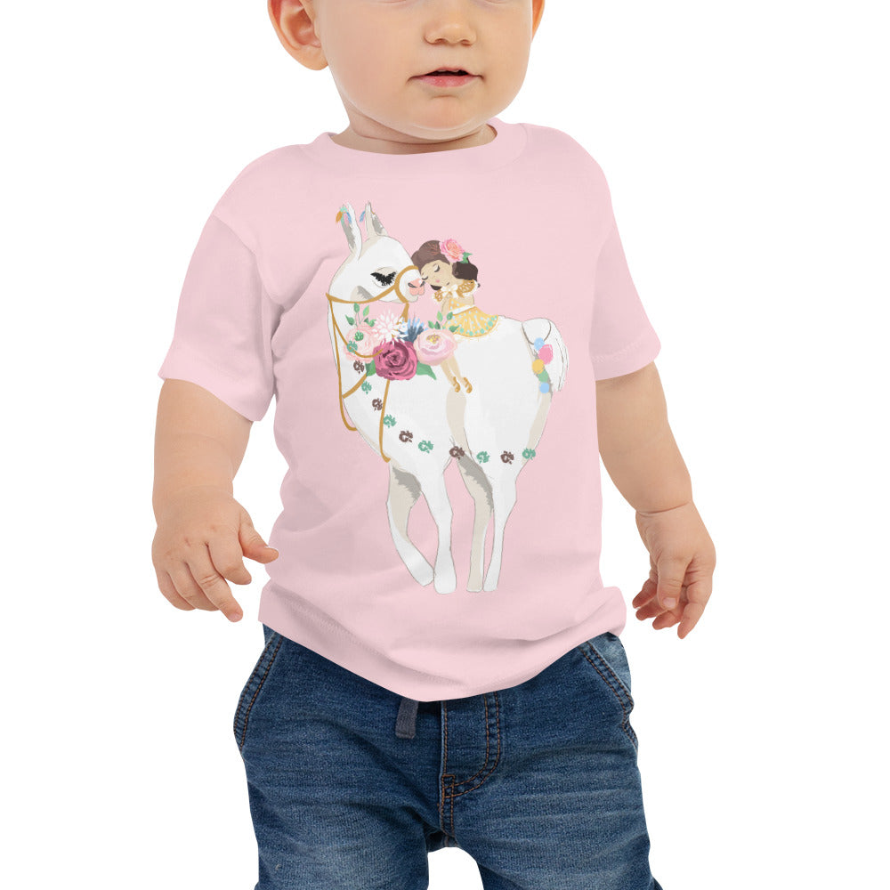 Adorable Llama Baby Jersey Short Sleeve Tee-Baby Jersey-PureDesignTees