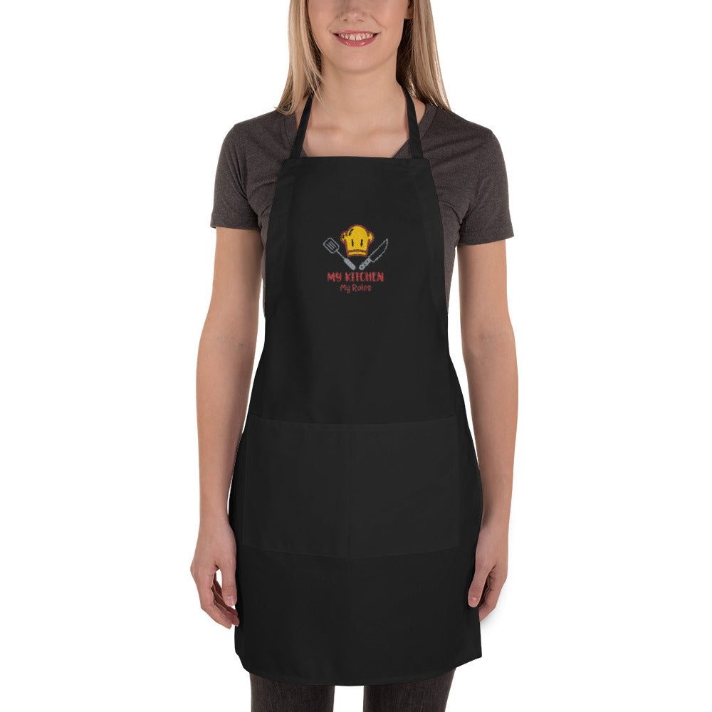 My Kitchen My Rules Embroidered Apron-Embroidered Apron-PureDesignTees