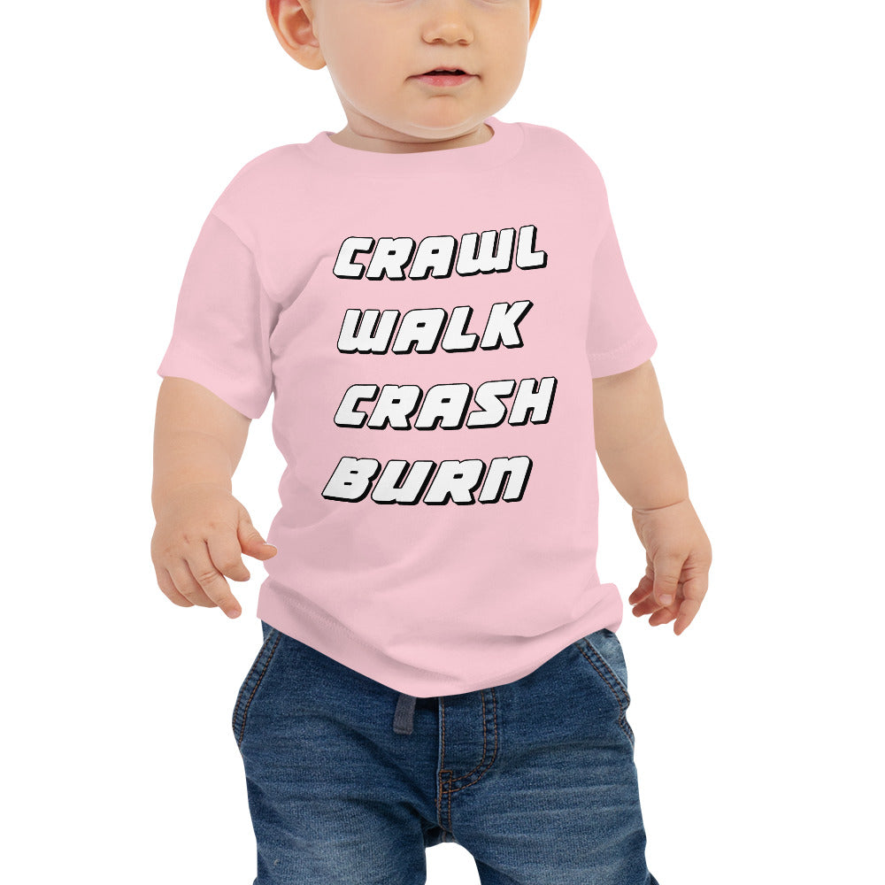 Crawl Walk Crash Burn Baby Jersey Short Sleeve Tee-Baby Jersey-PureDesignTees
