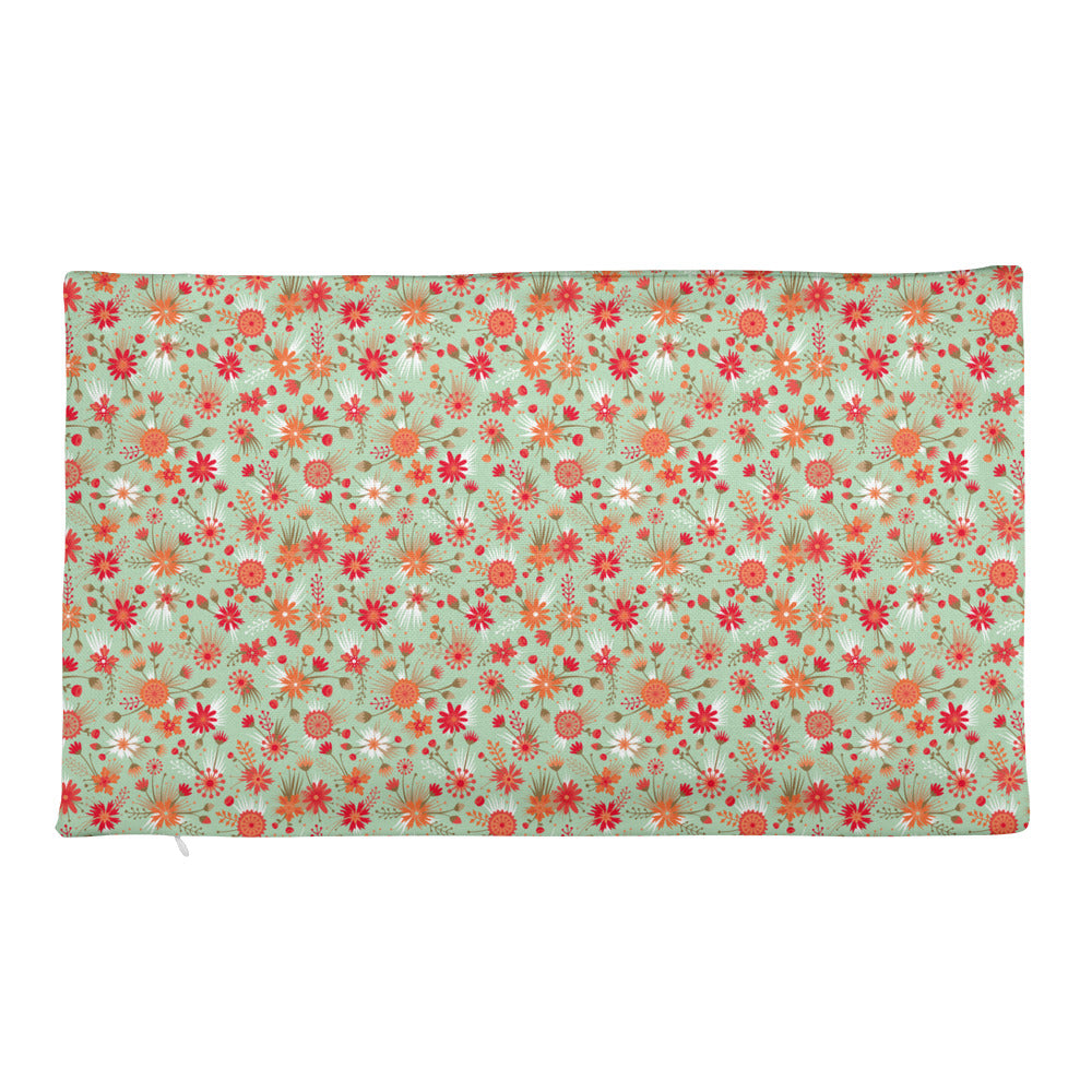 Red Flowers Rectangular Pillow Case only-Pillowcase-PureDesignTees