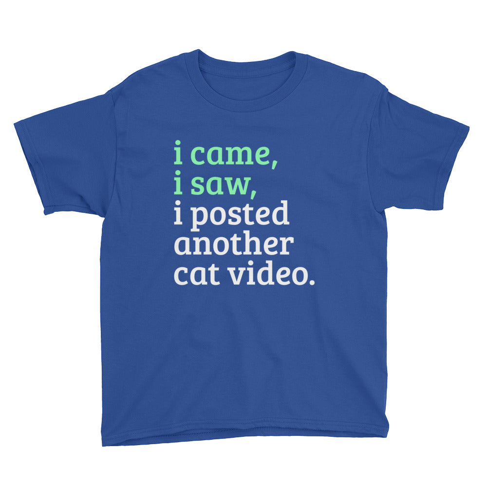 I came, I saw, I Posted Another Cat Video Youth Short Sleeve T-Shirt-t-shirt-PureDesignTees