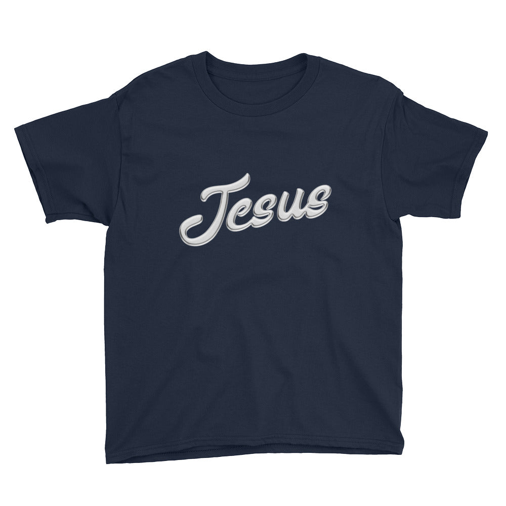 Jesus in Chrome Youth Short Sleeve T-Shirt-T-Shirt-PureDesignTees