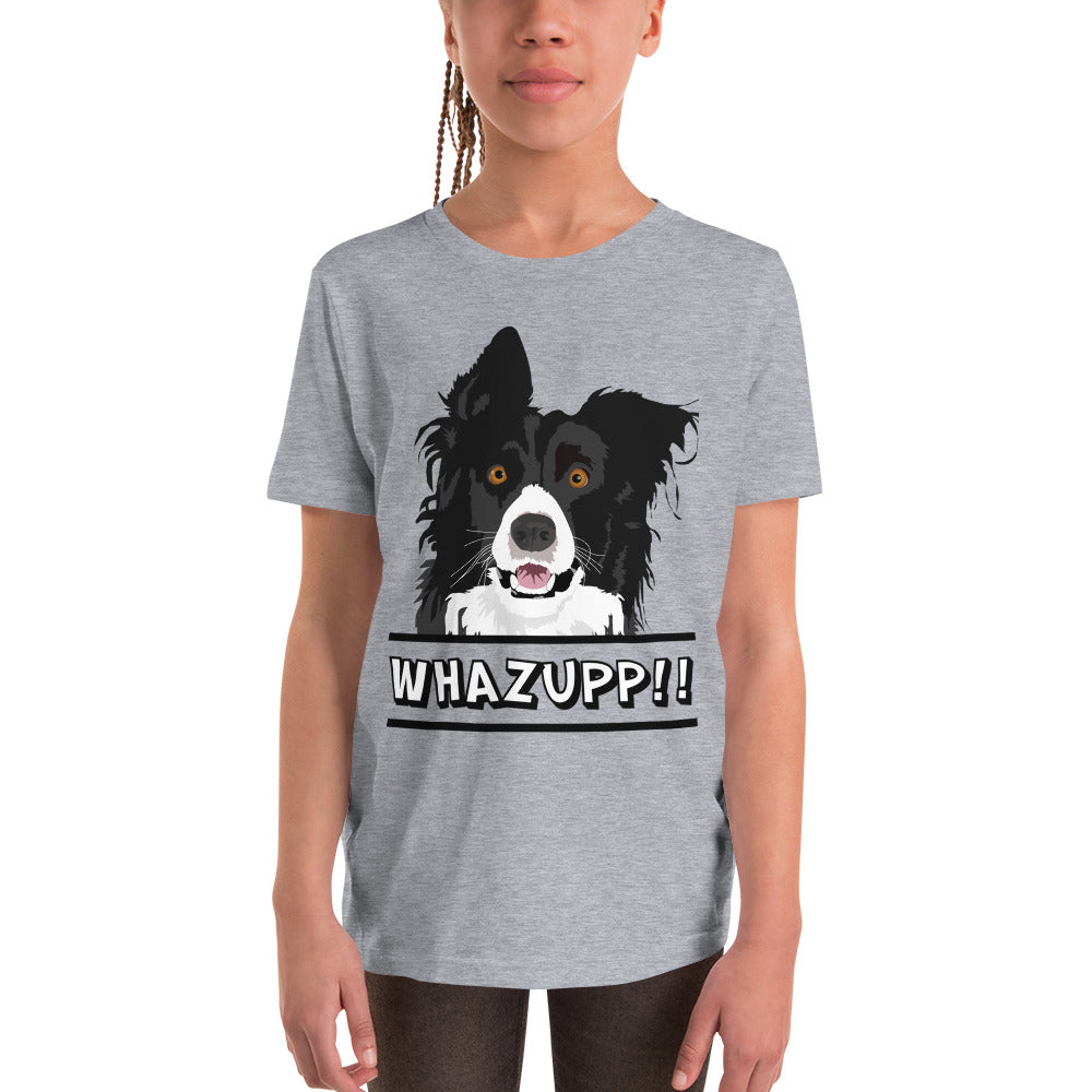 Dog Says Whazupp!! Youth Short Sleeve T-Shirt-youth t-shirt-PureDesignTees