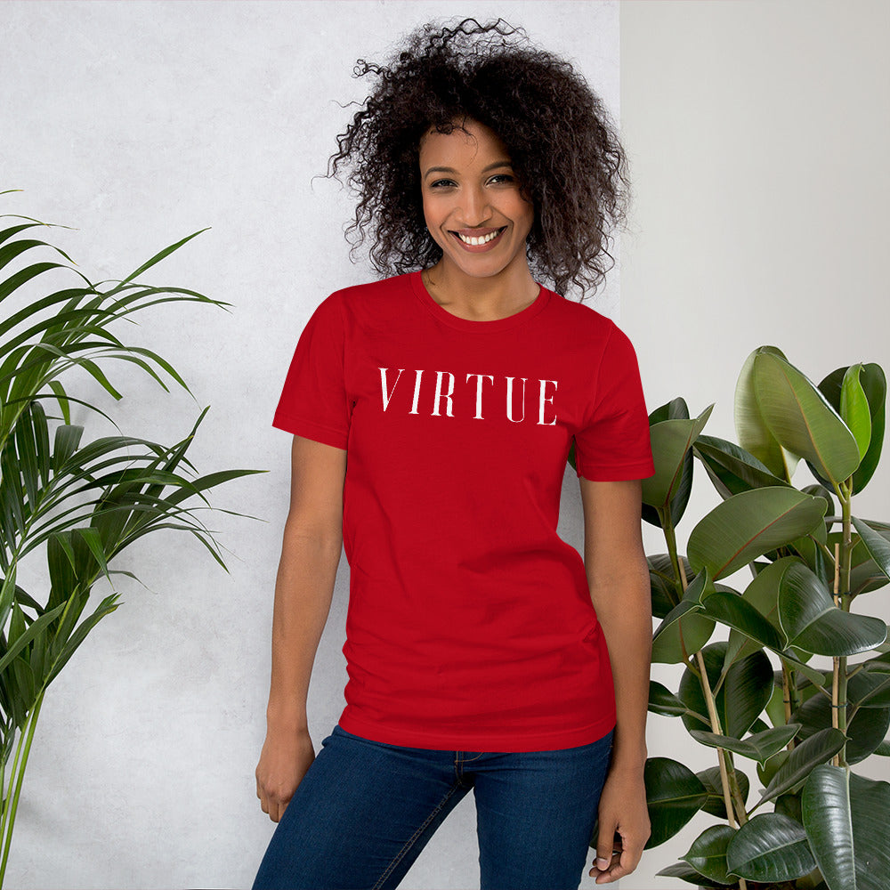 Virtue White Unisex Short Sleeve Jersey T-Shirt with Tear Away Label-t-shirt-PureDesignTees