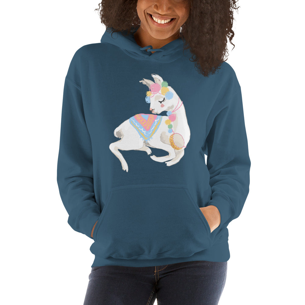 Cute Decorated Llama Hooded Sweatshirt-Hoodie-PureDesignTees