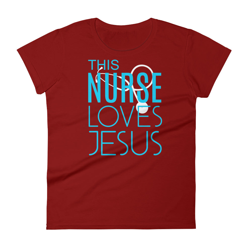 This Nurse Loves Jesus Women's short sleeve t-shirt-T-Shirt-PureDesignTees