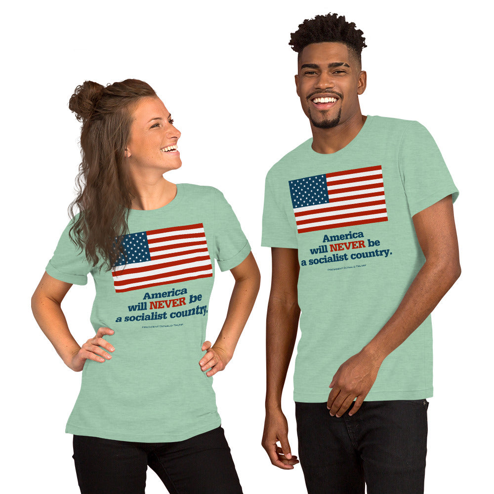 America Will NEVER Be a Socialist Country Short-Sleeve Unisex T-Shirt-T-Shirt-PureDesignTees