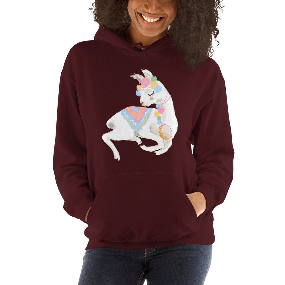 Cute Decorated Llama Hooded Sweatshirt-Hoodie-PureDesignTees