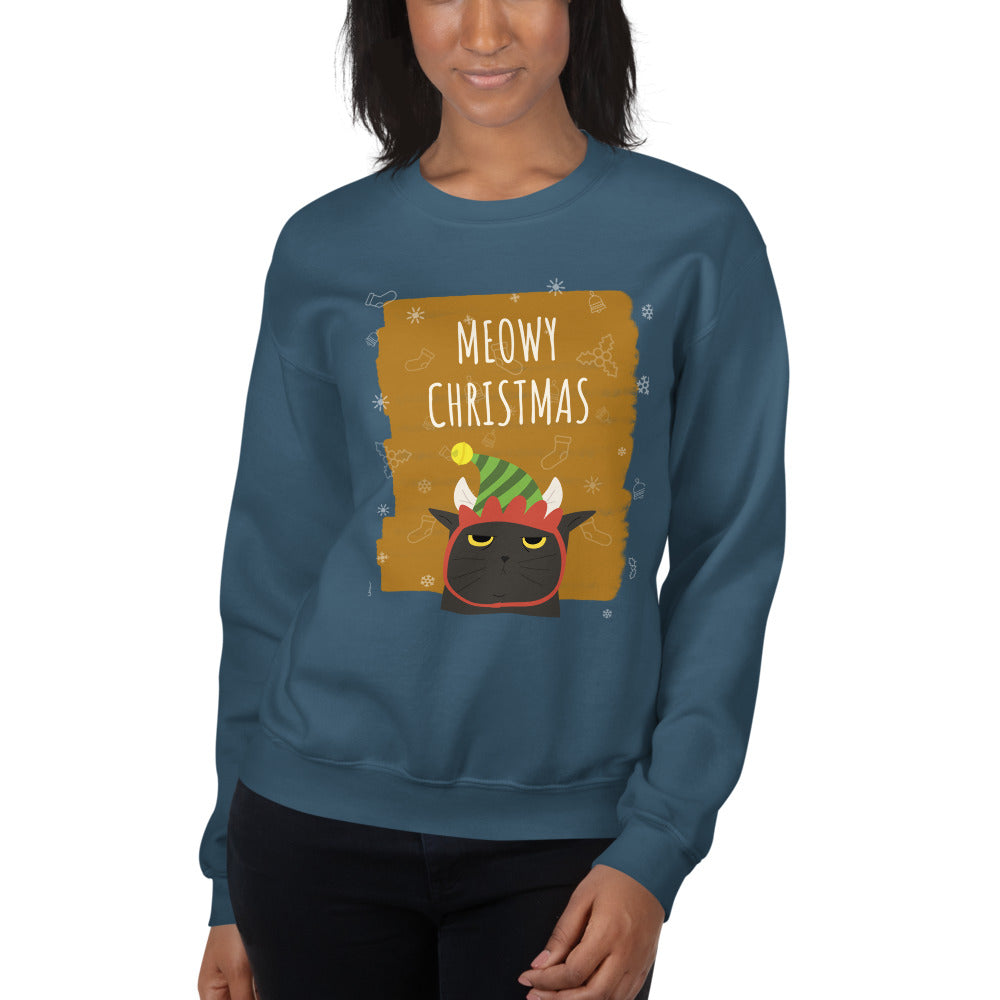 Meowy Christmas Unisex Sweatshirt-sweatshirt-PureDesignTees