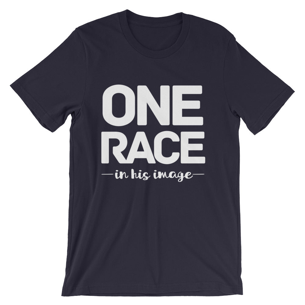 One Race in His image Unisex short sleeve t-shirt-PureDesignTees