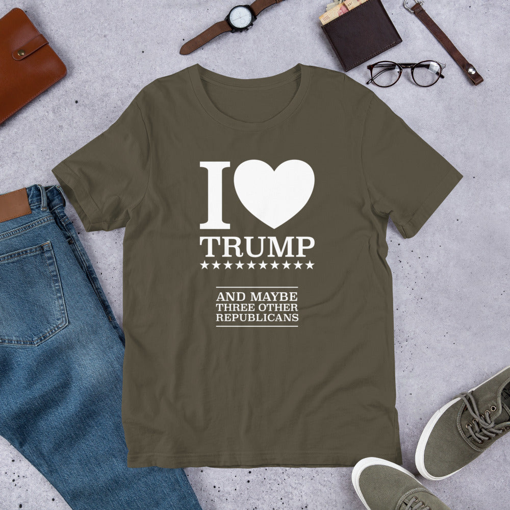 I Heart Trump and Maybe Three Other Republicans Short-Sleeve Unisex T-Shirt-T-Shirt-PureDesignTees