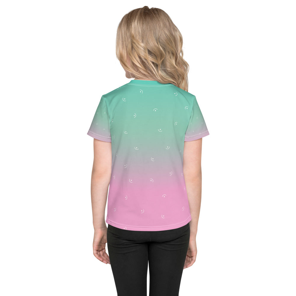 Gradient with Flamingo Kids T-Shirt-all over print kids t-shirt-PureDesignTees