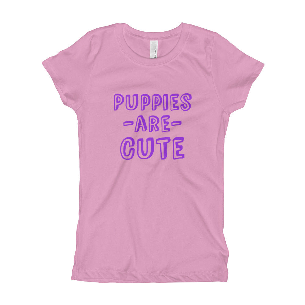 Puppies are Cute Girl's T-Shirt-T-Shirt-PureDesignTees