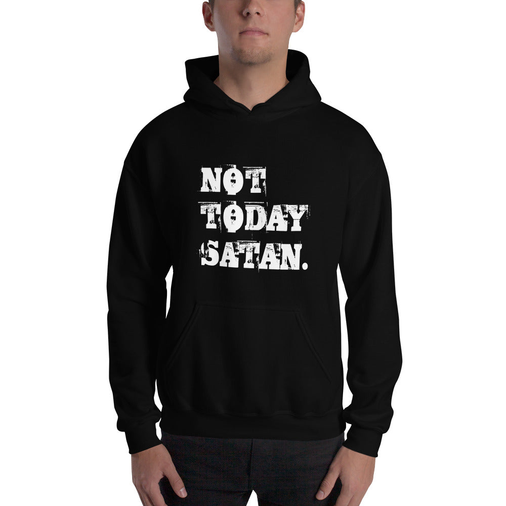 Not Today Satan Grunge Pullover Hooded Sweatshirt-Hoodie-PureDesignTees