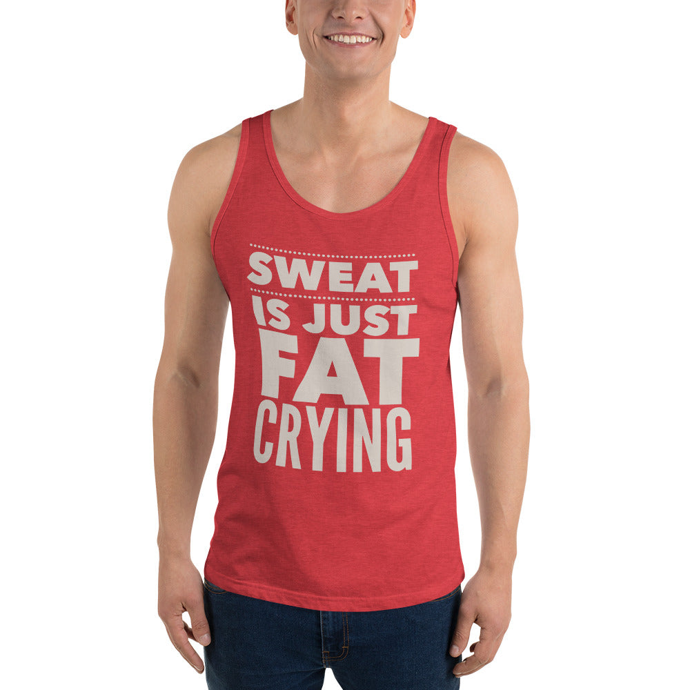 Sweat is Just Fat Crying Unisex Tank Top-unisex tank top-PureDesignTees