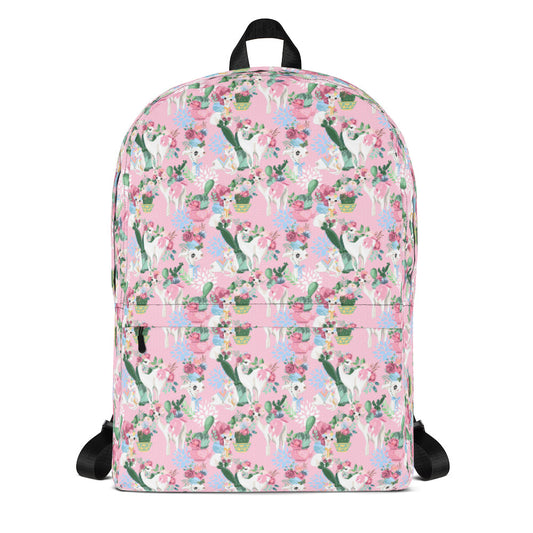 Adorable Llama Pattern in Pink Backpack-backpack-PureDesignTees