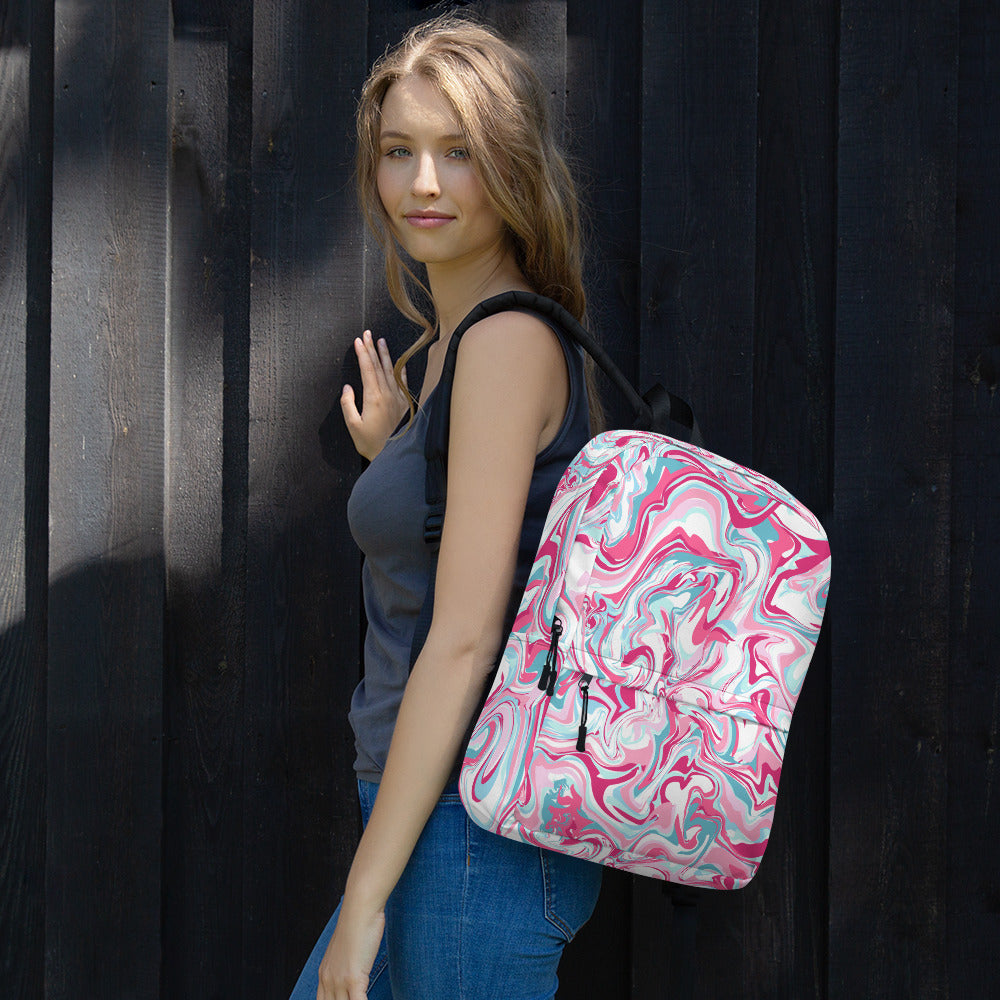 Marble pink Backpack-backpack-PureDesignTees