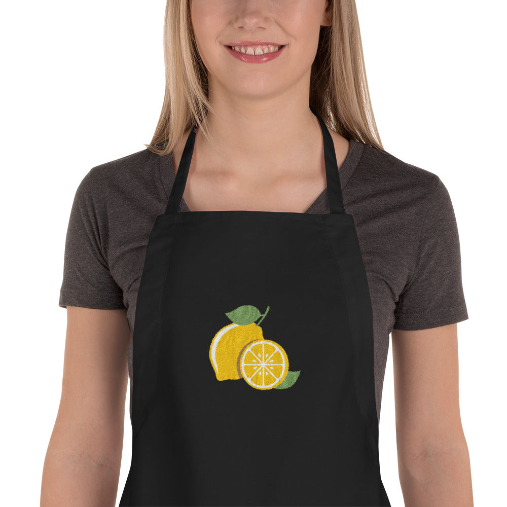 Lovely Lemon Embroidered Apron-Apron-PureDesignTees