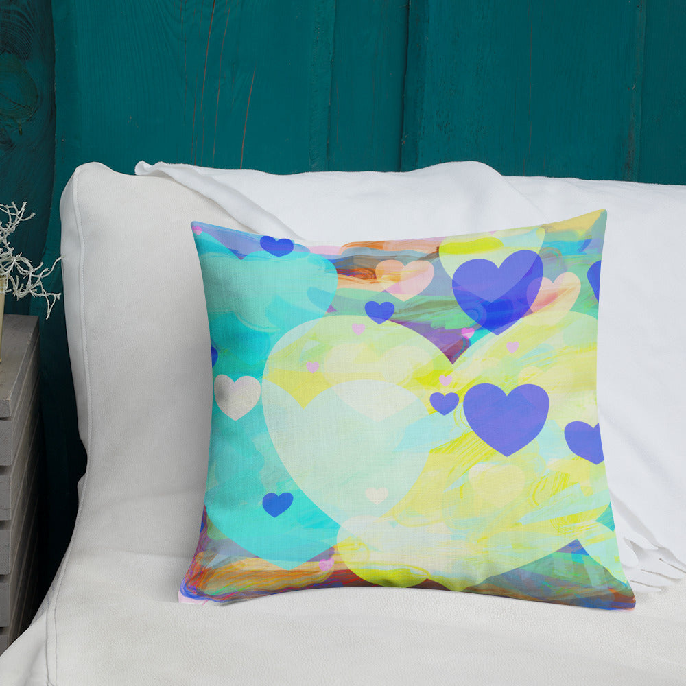 Bright Hearts All-Over Print Premium Pillow Case w/ stuffing-Premium Throw Pillow-PureDesignTees