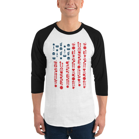 Celebrate America 3/4 sleeve raglan shirt-Raglan T-shirt-PureDesignTees