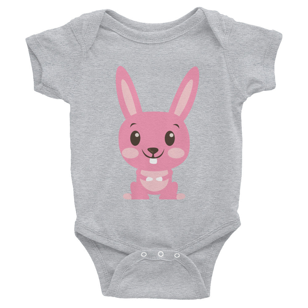 Cute Pink Bunny Infant Bodysuit-Onesie-PureDesignTees