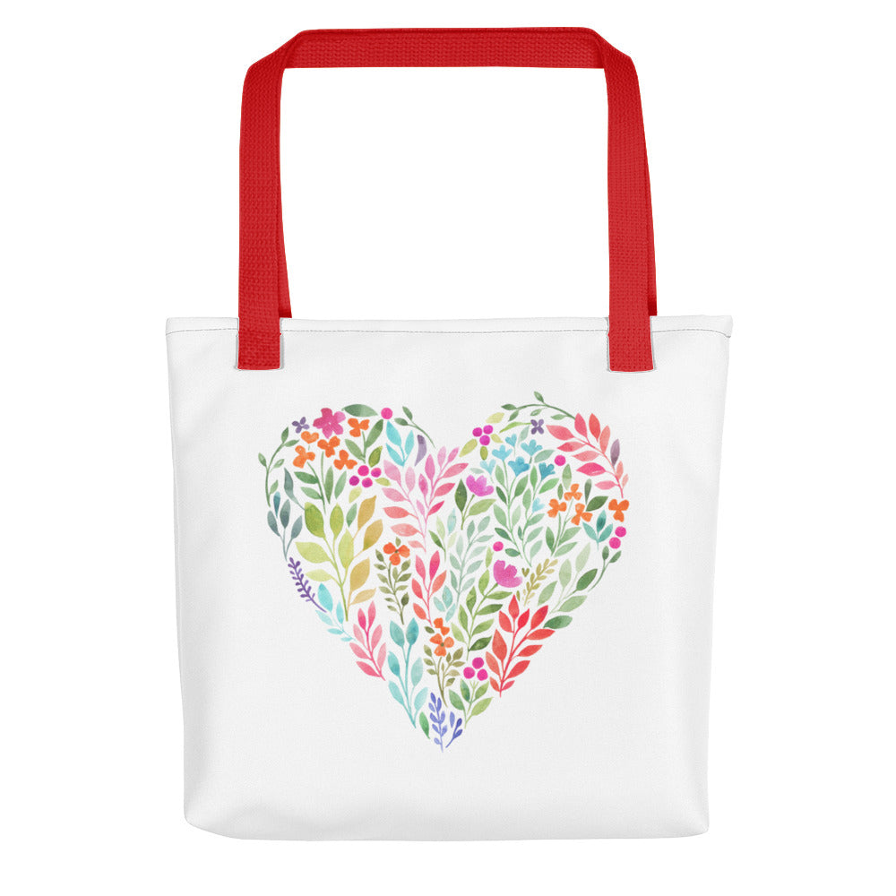 Classy Watercolor Floral Heart Tote bag-PureDesignTees