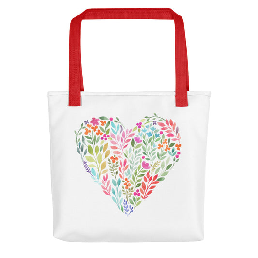 Classy Watercolor Floral Heart Tote bag-PureDesignTees