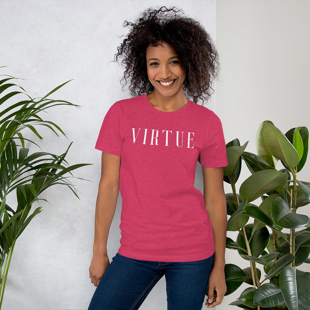 Virtue White Unisex Short Sleeve Jersey T-Shirt with Tear Away Label-t-shirt-PureDesignTees