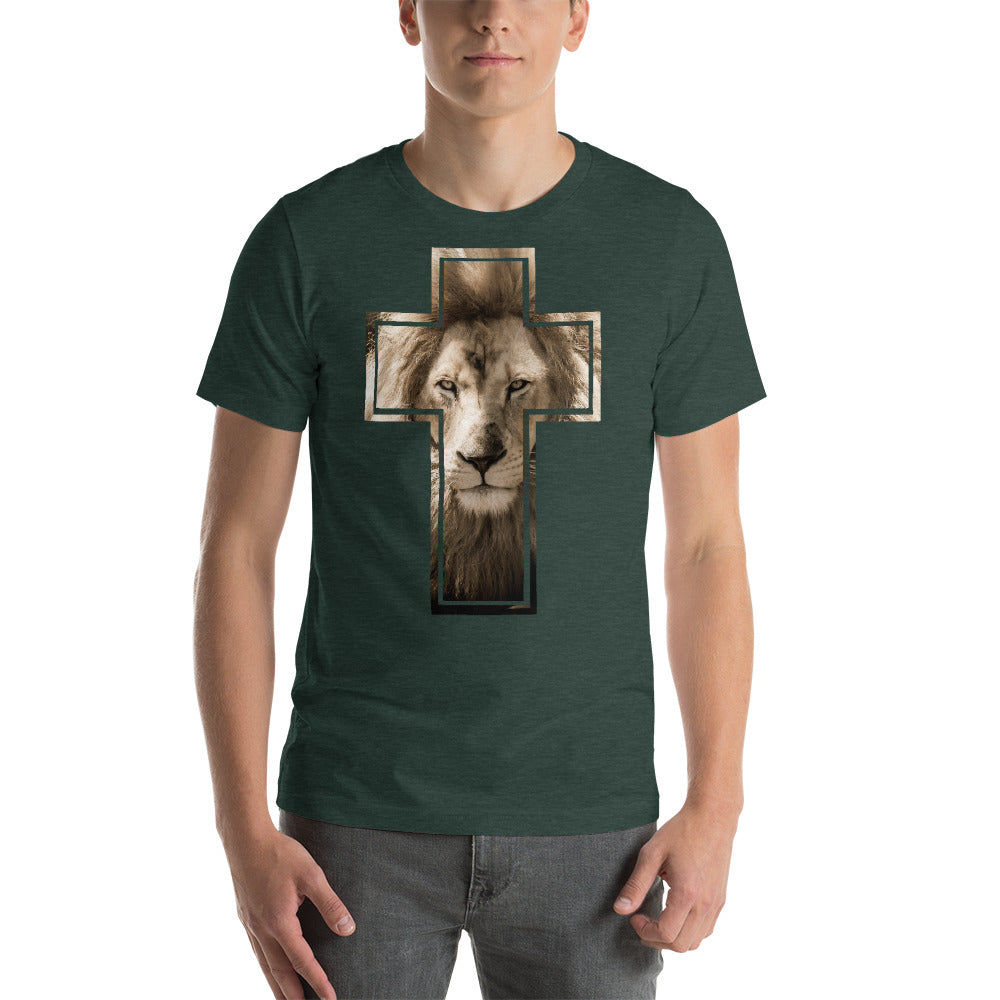 Lion Stare from the Cross Short-Sleeve Unisex T-Shirt-T-shirt-PureDesignTees