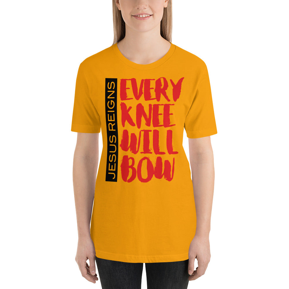 Jesus Reigns Every Knee will Bow Short-Sleeve Unisex T-Shirt-t-shirt-PureDesignTees