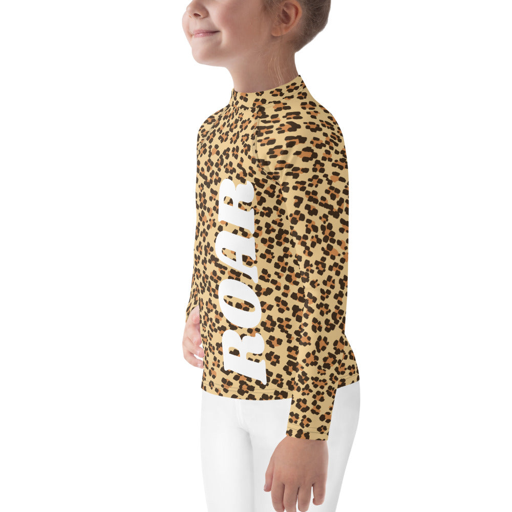Leopard Pattern Roar Kids Rash Guard-Kids Rash Guard-PureDesignTees