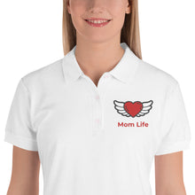 Load image into Gallery viewer, Mom Life Angel Heart Embroidered Women&#39;s Polo Shirt-Embroidered Polo-PureDesignTees