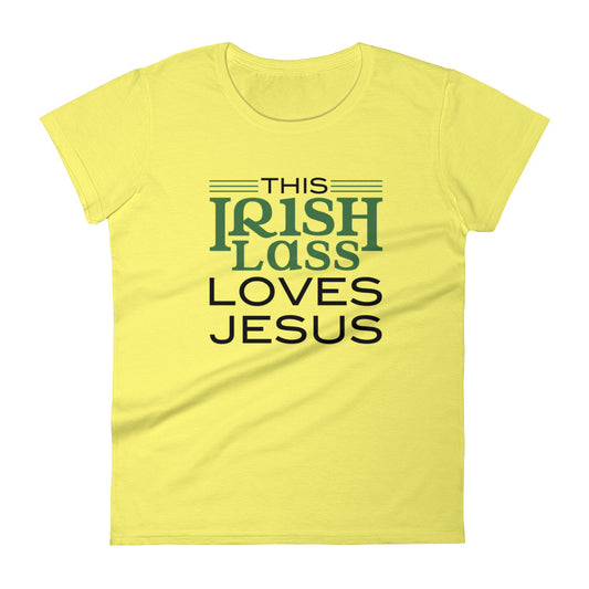 This Irish Lass Loves Jesus Women's short sleeve t-shirt-T-Shirt-PureDesignTees