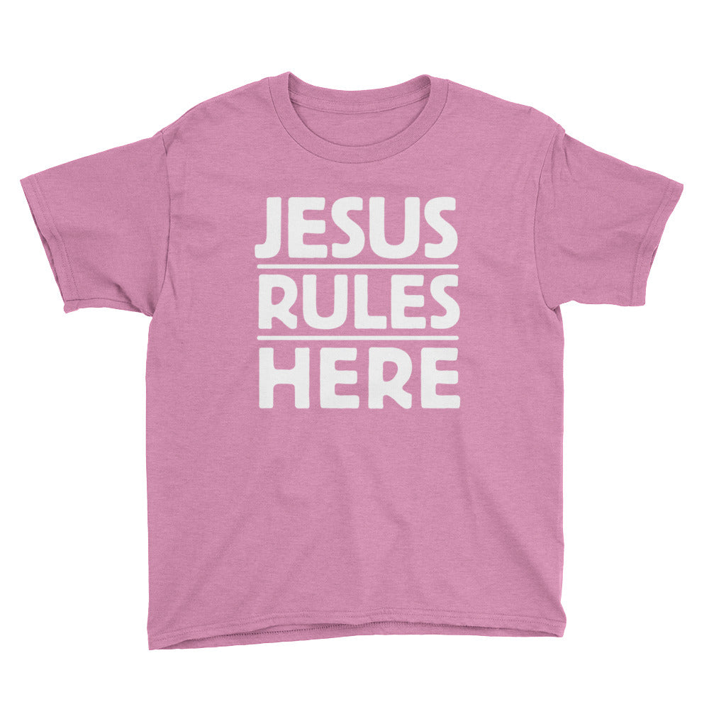 Jesus Rules Here Youth Short Sleeve T-Shirt-T-Shirt-PureDesignTees