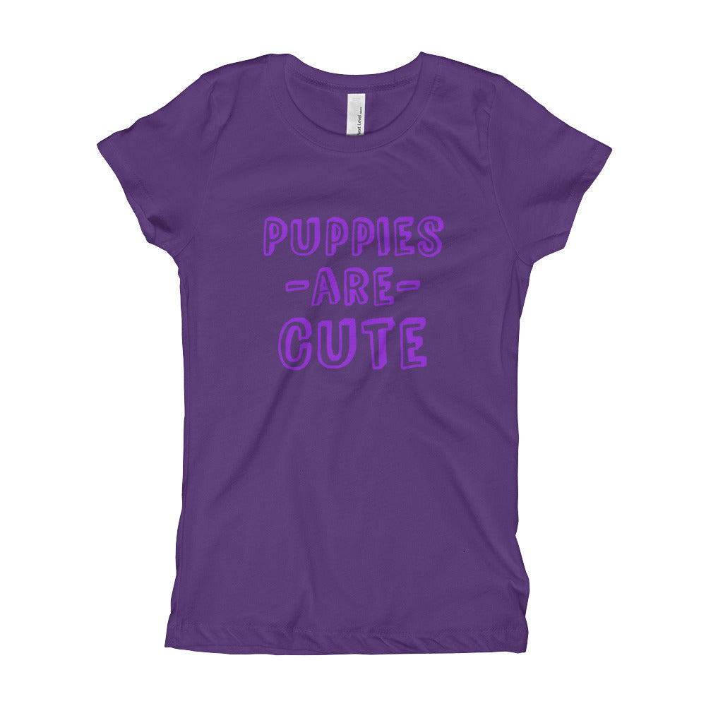 Puppies are Cute Girl's T-Shirt-T-Shirt-PureDesignTees