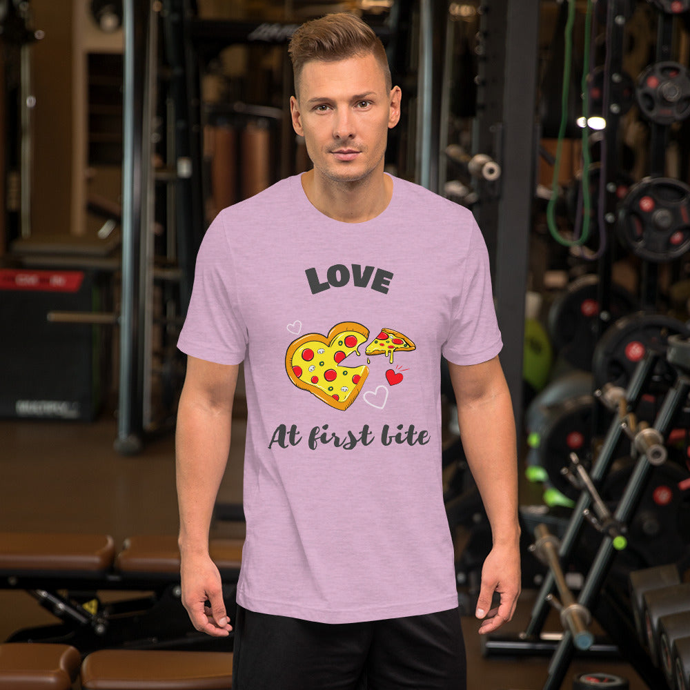 Love at First Bite Pizza Lover Short-Sleeve Unisex T-Shirt-T-Shirt-PureDesignTees