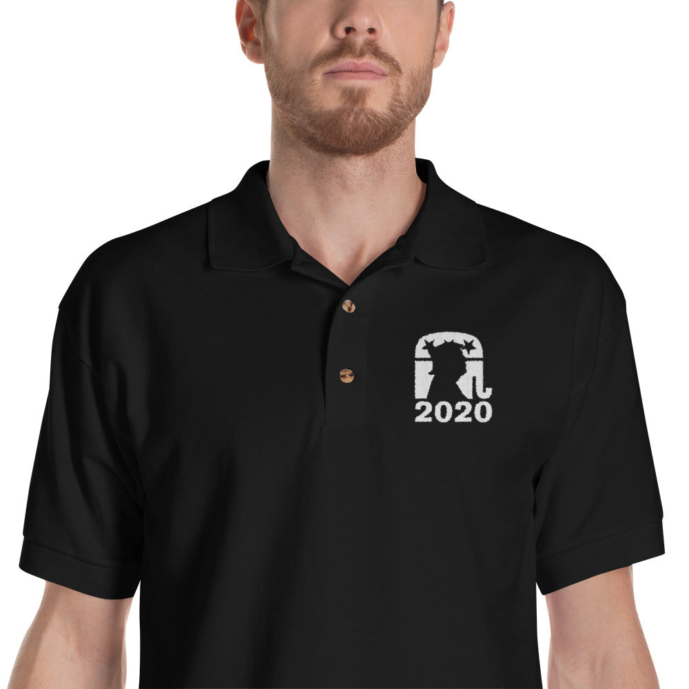 Trump 2020 White Logo Embroidered Polo Shirt-Embroidered Polo-PureDesignTees