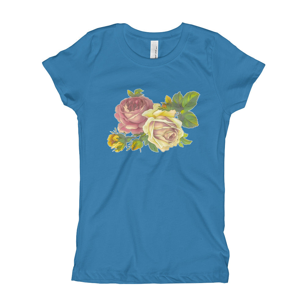 Vintage Flowers Girl's T-Shirt-T-Shirt-PureDesignTees