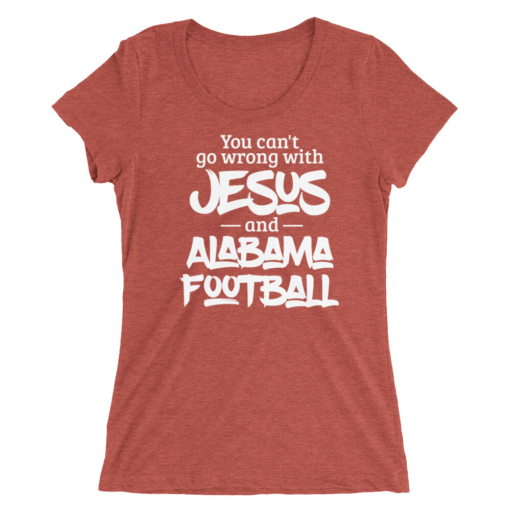 You Can't Go Wrong with Jesus and Alabama Ladies' short sleeve t-shirt-T-Shirt-PureDesignTees
