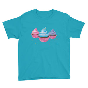 3 Yummy Cupcakes Youth Short Sleeve T-Shirt-PureDesignTees