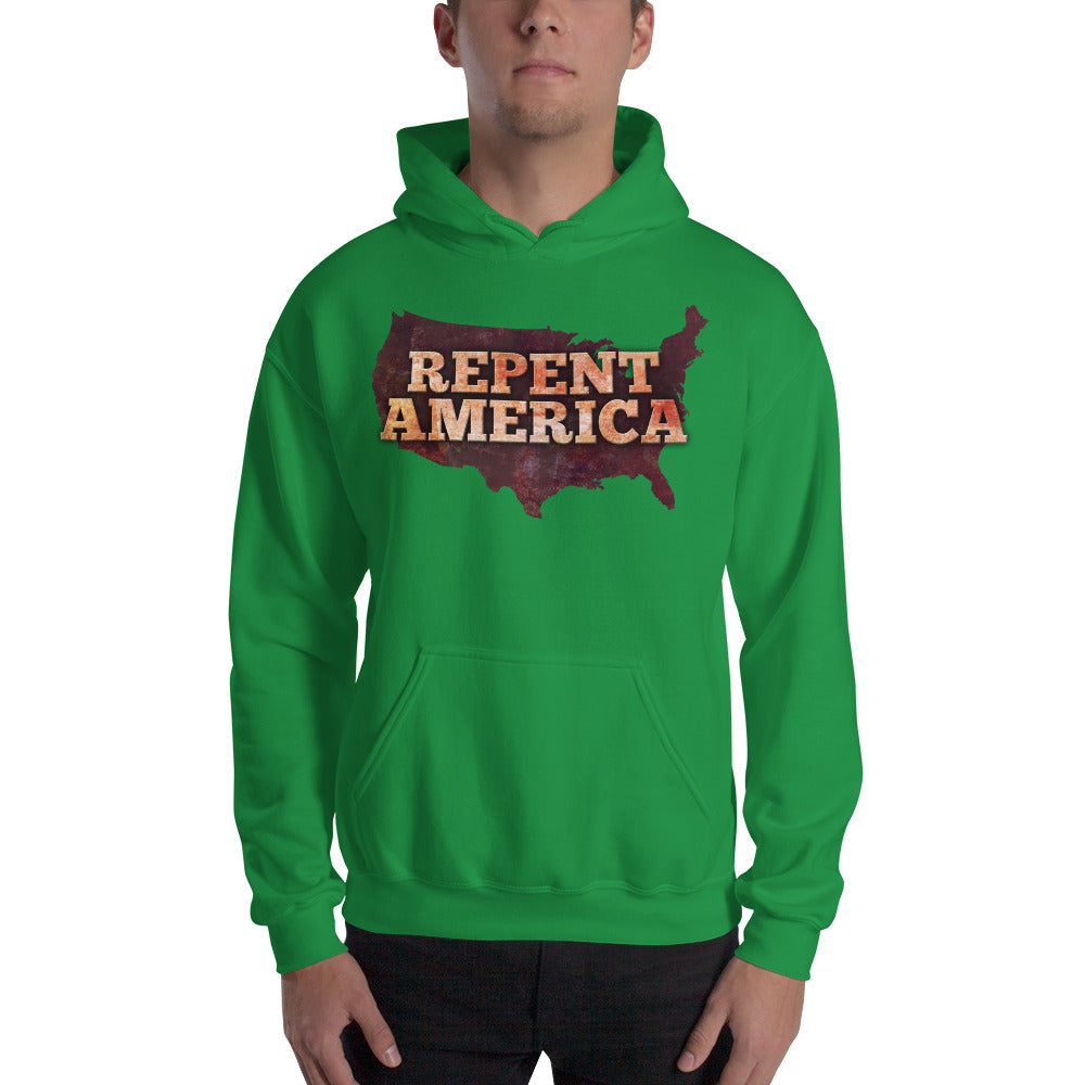 Repent America Hooded Sweatshirt-Sweatshirt-PureDesignTees