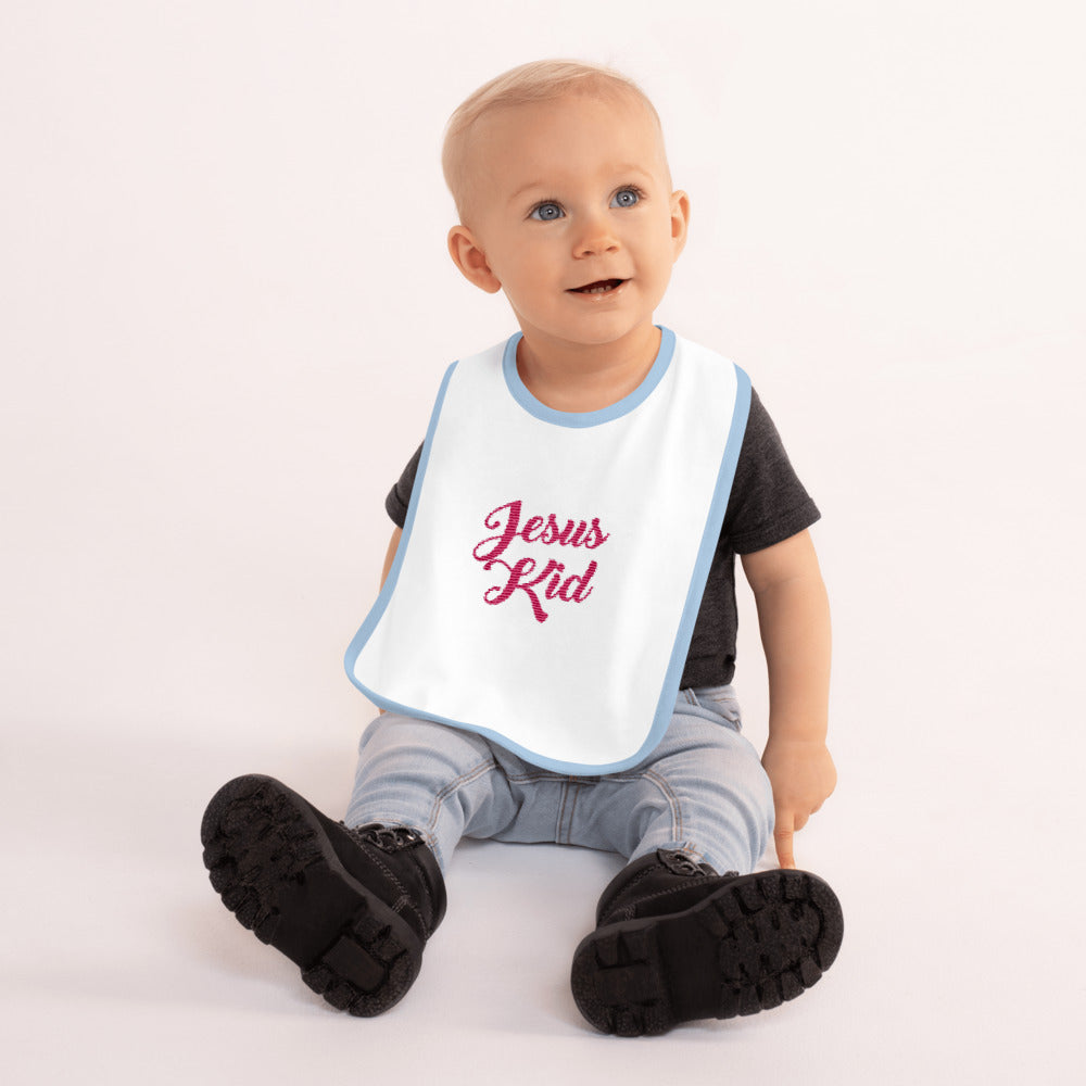 Jesus Kid Embroidered Baby Bib-Baby Bib-PureDesignTees
